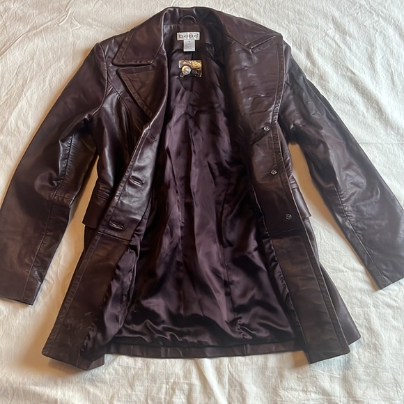 Vintage Bebe leather jacket leather buttons Brown Medium - Picture 4 of 16